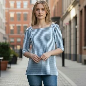 Striped Talbot's women's 3/4 length sleeve top, size medium petite